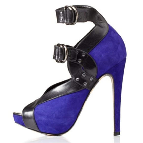 Georgina Goodman Nelson 2 Suede Purple/Black Heels - Picture 1 of 16
